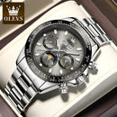 OLEVS 6654 Mens Watch Fashion Chronograph Automatic Mechanical Wristwatch Waterproof Luminous Function Top Brand Watch for Man