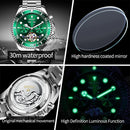 OLEVS 6605 Automatic Watches for Men Luxury Top Brand Original One-Way Rotation Bezel Skeleton Flywheel Mechanical Wristwatches