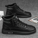 High-Top Sneakers for Men Designed for All Seasons, Featuring a Non-Slip PU Sole And a White Laceless Design Suitable for Urban
