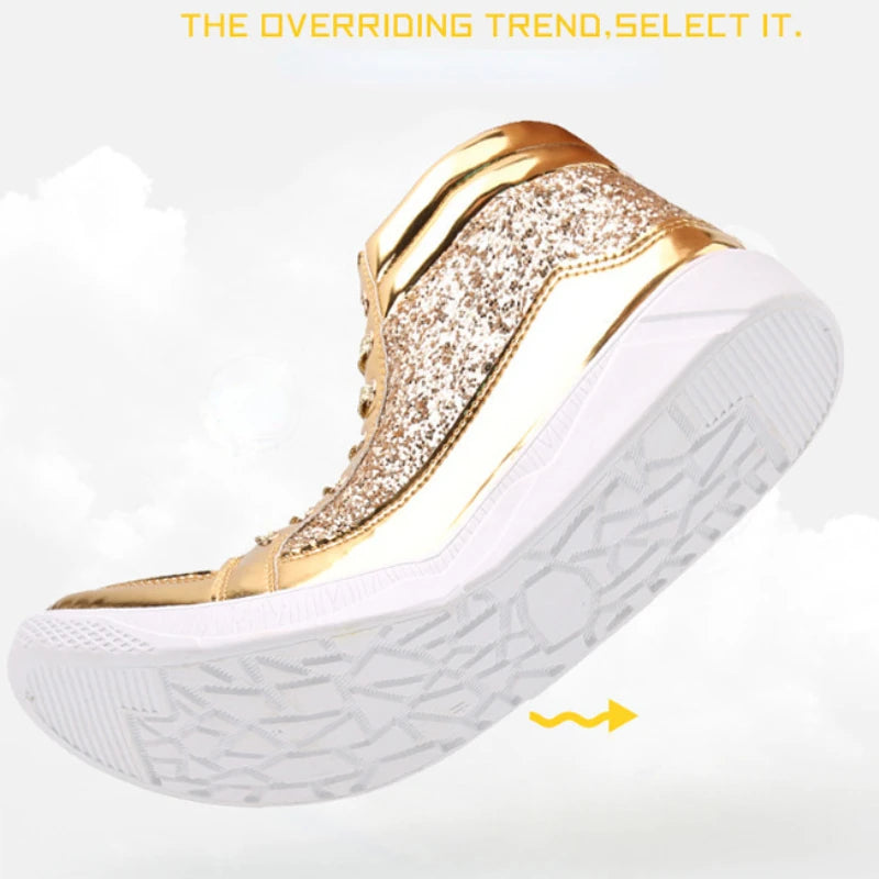 Hot Sale Man High Top Sneakers Luxury Glitter Men Ankle Boots Fashion Non-slip Casual Shoes High Quality Hip Hop Men Boots 2024