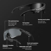 ROCKBROS Cycling Glasses Wireless Bluetooth 5.2 Polarized Sunglasses Headset Telephone Driving MP3 Riding Eyewear UV400 Goggles