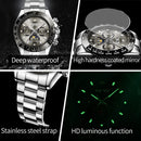 OLEVS 6654 Mens Watch Fashion Chronograph Automatic Mechanical Wristwatch Waterproof Luminous Function Top Brand Watch for Man