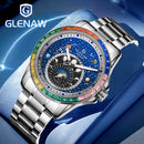 2025 New GLENAW Design Rainbow Circle Mechanical Watch Men Constellation dial Night Light Waterproof Top Luxury Mechanical Watch