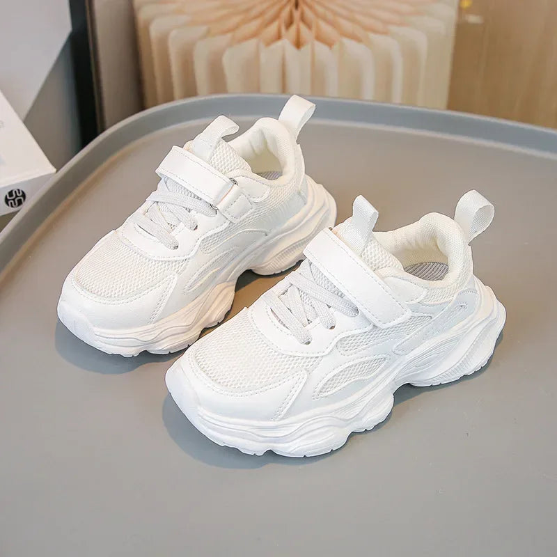 Students Sneakers Thick Soft Sole Trendy Children Running Shoe Solid Color Versatile 2024 New Fashion Kids Sports Shoes Non-slip
