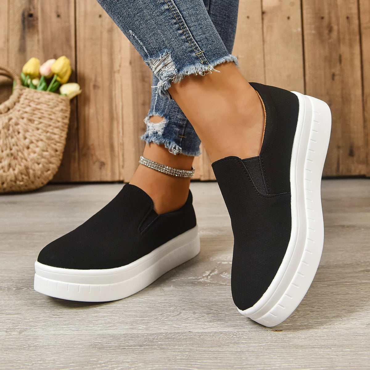 Shoes for Women Spring Leisure Sneakers New Womens Lazy Footwear Lightweight Thick Sole Platform Women Shoes Size 36-43
