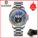 2025 New GLENAW Design Rainbow Circle Mechanical Watch Men Constellation dial Night Light Waterproof Top Luxury Mechanical Watch