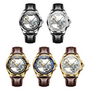 OLEVS 6661 Mechanical Wristwatch for Men Hollowed Flywheel Leather Strap Waterproof Luminous Business Men's Dress Watches