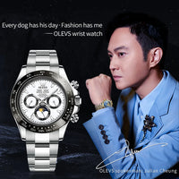 OLEVS 6654 Mens Watch Fashion Chronograph Automatic Mechanical Wristwatch Waterproof Luminous Function Top Brand Watch for Man