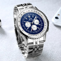 Automatic Watches for Men Mechanical Self Wind Leather Fashion Sports Blue Black White Big 50mm Classic Reloj Hombre Baratos