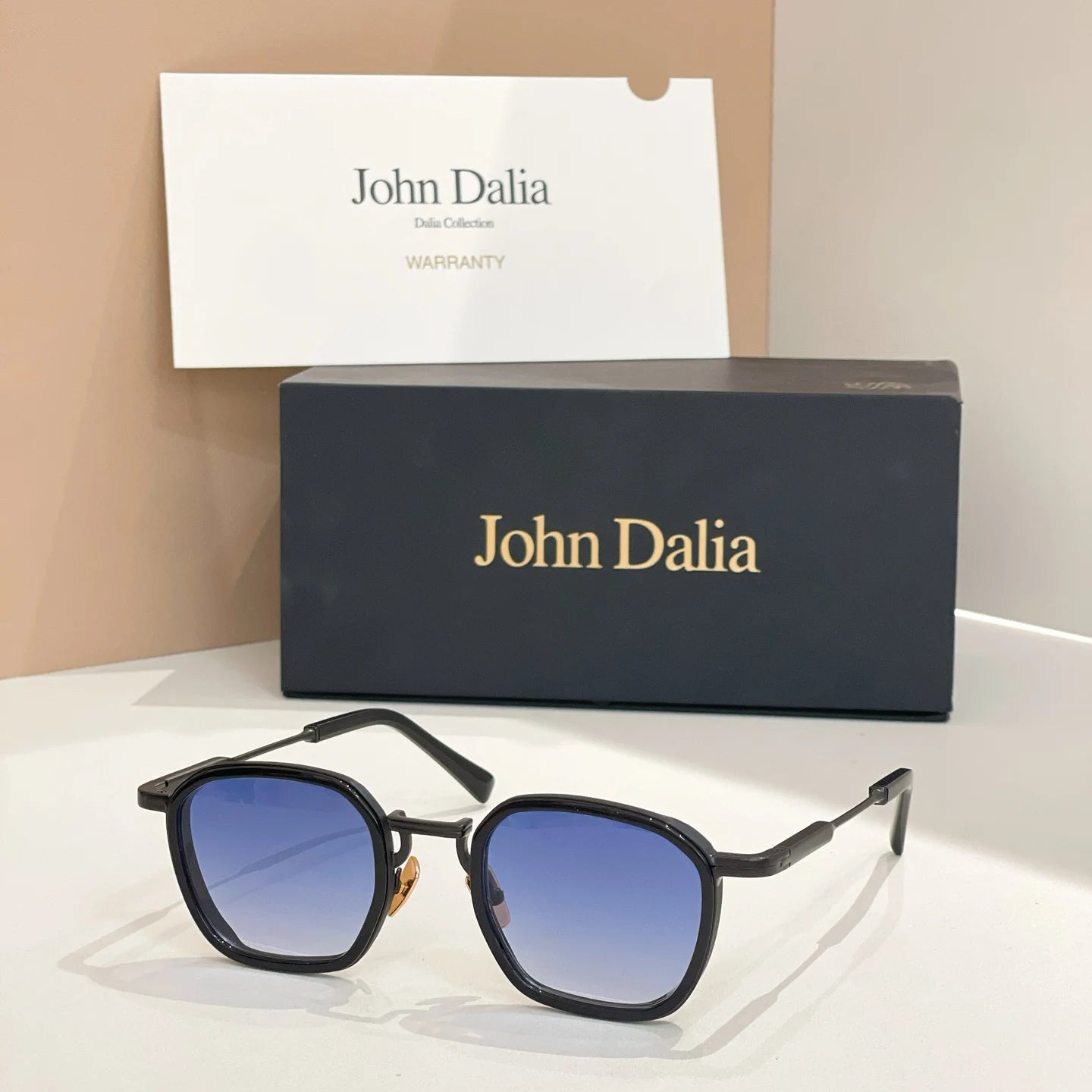 Original For JOHN DALIA JD LEO Retro High Quatity Alloy Square Sunglasses Men Women Classical Eyeglasses Luxury Gift With Box