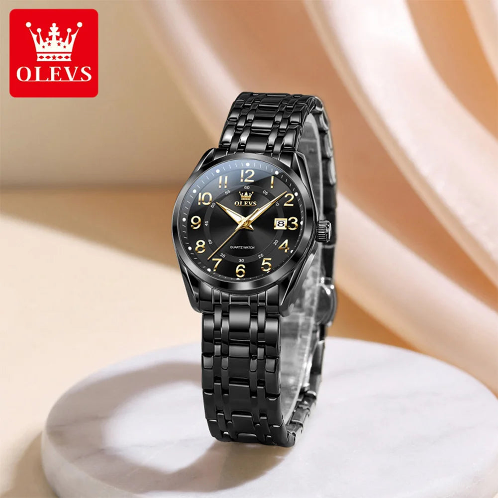 OLEVS Watches for Woman Original Steel Strap Classic Digital Dial Women's Watches Calendar Waterproof Quartz Wristwatch New 3666