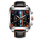 Original Brand Watches For Men Luxury Design Square Mechanical Watch Men Leather Strap Waterproof Date Week Wristwatches Male