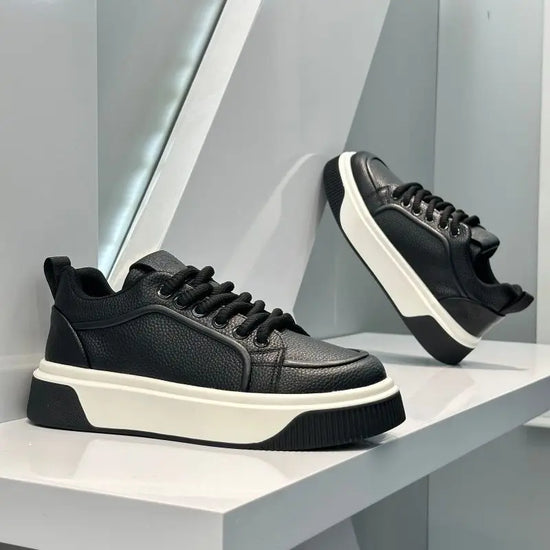 Men Platform Sneakers  Autumn New Low Help Height Increase Comfortable Board Shoes Outdoor Non Slip Cross Tied Casual Shoes