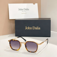 Original For JOHN DALIA JD LEO Retro High Quatity Alloy Square Sunglasses Men Women Classical Eyeglasses Luxury Gift With Box