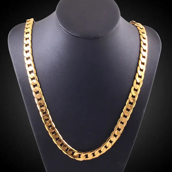 Pure Gold Color Chain Jewelry, Chapado 24k Ouro 10mm Heavy Chain For Men 20 Man20, 22", 24", 26", 28", 30"