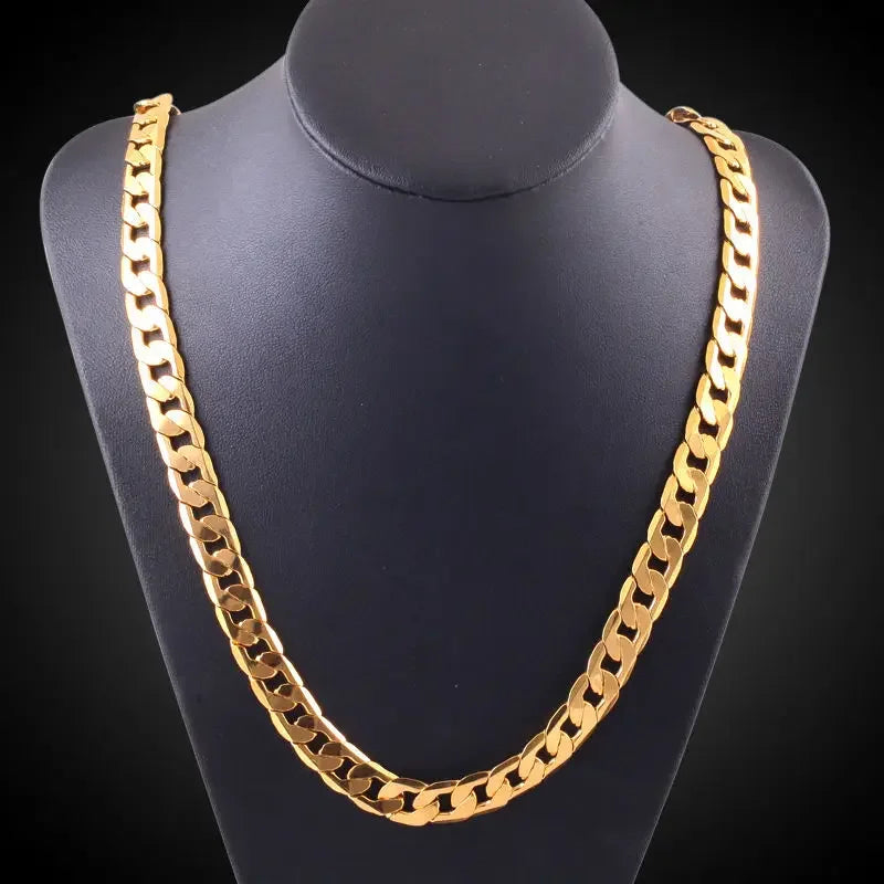 Pure Gold Color Chain Jewelry, Chapado 24k Ouro 10mm Heavy Chain For Men 20 Man20, 22", 24", 26", 28", 30"
