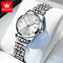 OLEVS 9982 Fully Automatic Mechanical Watches For Women Fashion Rhombus Mirror Waterproof Date Elegant Ladies Dress Wristwatches
