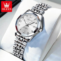 OLEVS 9982 Fully Automatic Mechanical Watches For Women Fashion Rhombus Mirror Waterproof Date Elegant Ladies Dress Wristwatches