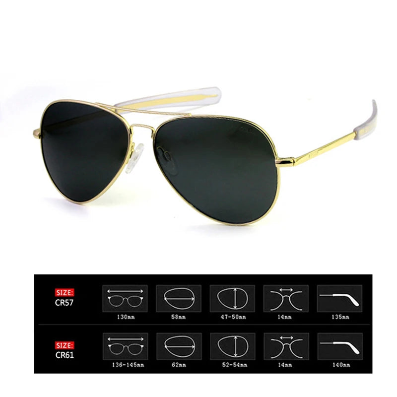 RE Sunglasses Man USA Army Military Aviation Pilot Sunglasses Glass Lens Woman Luxury Brand Retro Titanium Frame High Quality