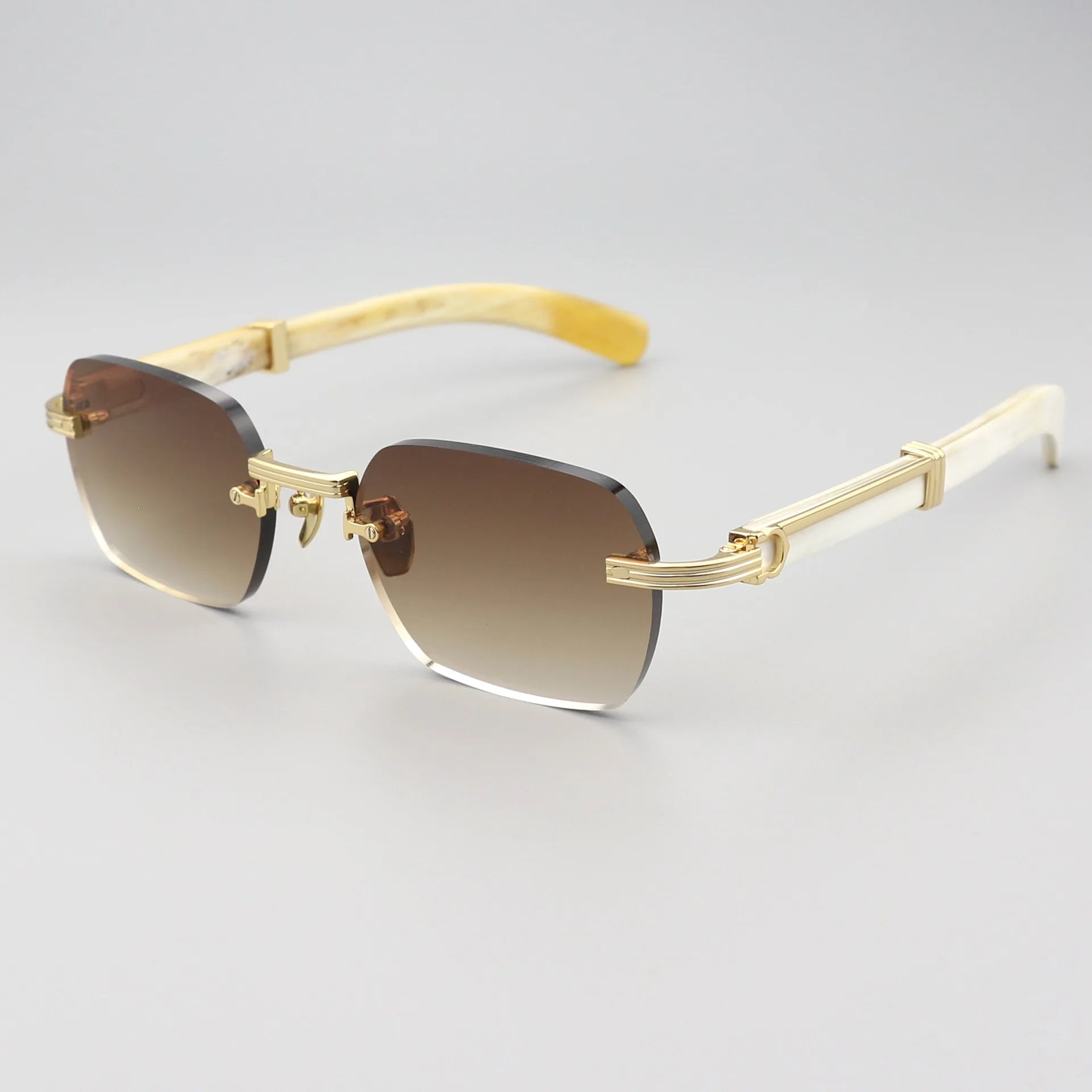 PENG handmade horn sunglasses with frameless design, UV400 protection, business and leisure dual-use, customizable prescription