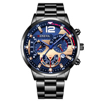 Fashion Men's Watches Stainless Steel Band Analog Quartz Wristwatch with Calendar