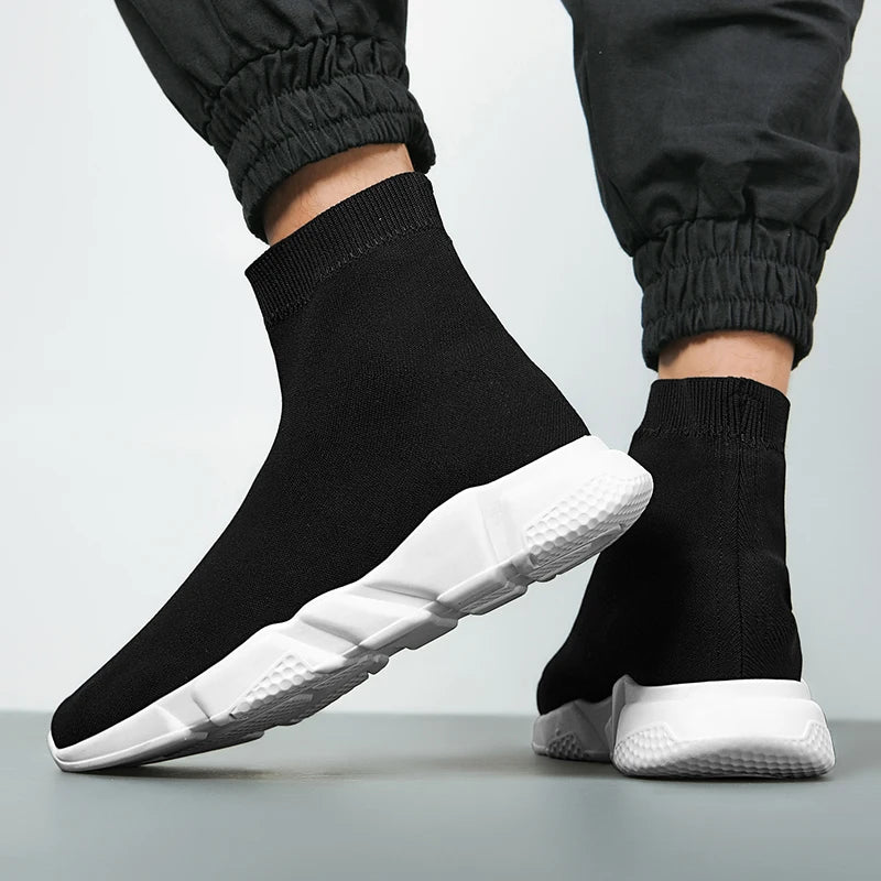 Classic Black High Top Sneakers For Men Women Designer knit Shoes Men's Casual Sneakers Comfortable Slip-on Women's Sports Shoes