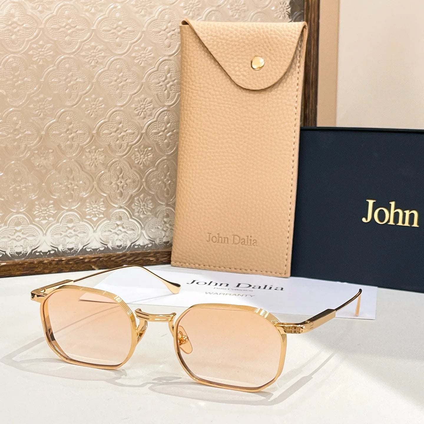 Top High Quality Sunglasses for Men Women For JOHN DALIA JD SAMUEL Business Retro Fashion Gold Alloy Frame Sun Glasses with box