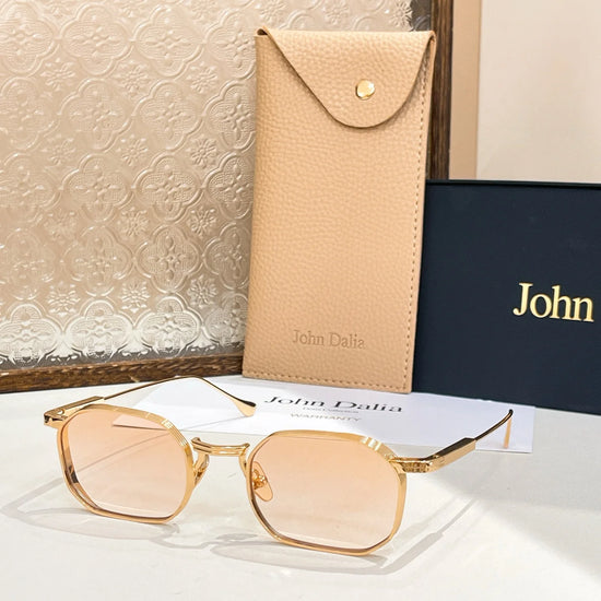 Top High Quality Sunglasses for Men Women For JOHN DALIA JD SAMUEL Business Retro Fashion Gold Alloy Frame Sun Glasses with box