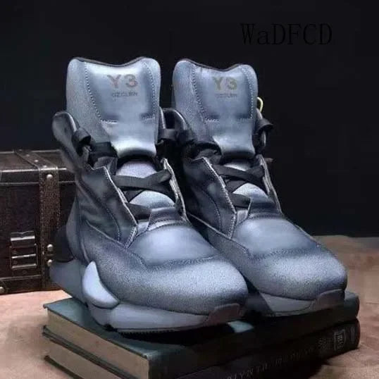 Designer Platform Sneakers for Men Fashion High Top Chunky Sneakers Microfiber Leather Height Increased Thick Sole Shoes for Men