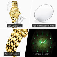 OLEVS Watches for Woman Original Steel Strap Classic Digital Dial Women's Watches Calendar Waterproof Quartz Wristwatch New 3666
