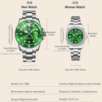 OLEVS Top Brand Couple Watches Trend Luxury Fine Steel Original Quartz Wristwatch for Lover Exquisite Gift Box Waterproof 2Pcs