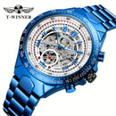 Fashion Men Automatic Mechanical Wristwatch Skeleton Dial Luminous Waterproof Stainless Steel Strap Watch Male Festival Gift