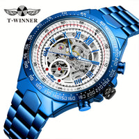 Fashion Men Automatic Mechanical Wristwatch Skeleton Dial Luminous Waterproof Stainless Steel Strap Watch Male Festival Gift