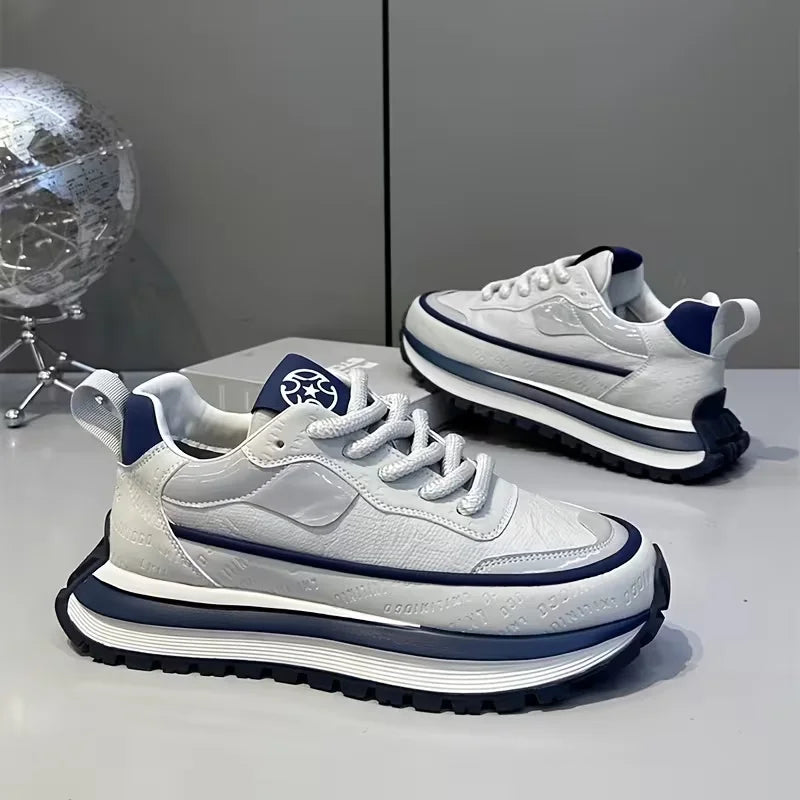 Men's Slip-Resistant Solid Color Sneakers - Low-Top Lace-Up Shoes Suitable for Casual, & Daily Wear