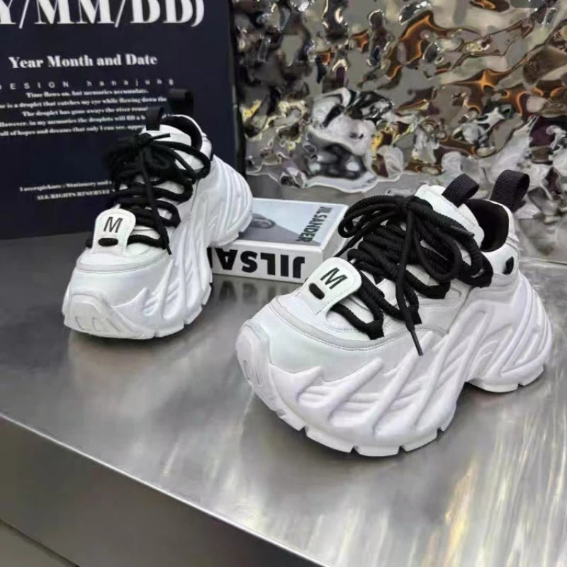 Thick Sole Chunky Sneakers Fashion Non-slip Women Elevator Shoes Casual Breathable Platform Shoes Increase Height Dorky Dad Shoe
