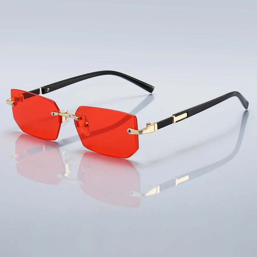 36PCS Rimless Sunglasses for Men and Women, Rectangle Gradient Lens, Metal Frame, Colored Lenses, Unisex Eyewear, Luxury Fashion