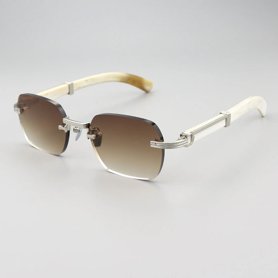PENG handmade horn sunglasses with frameless design, UV400 protection, business and leisure dual-use, customizable prescription
