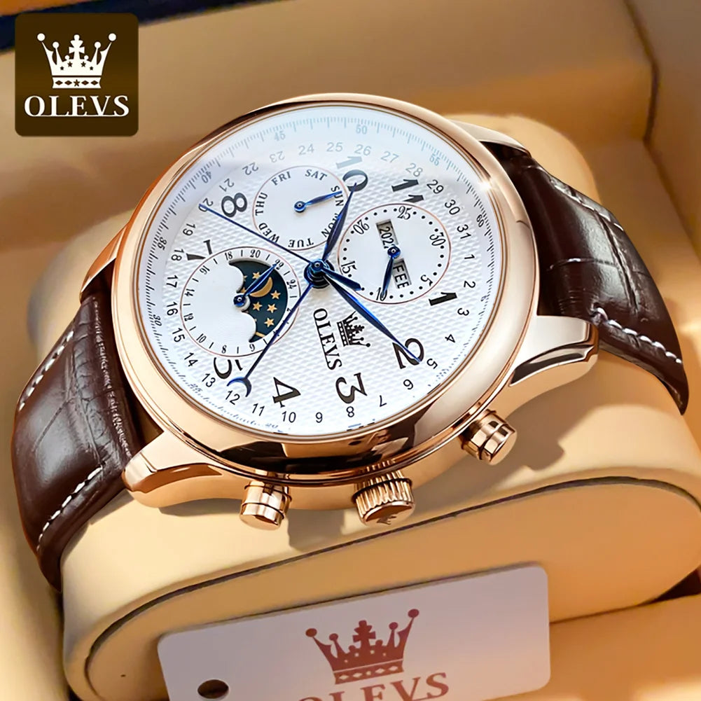 OLEVS 6667 Men's Watch Fashion Number Scale Mechanical Watch For Men Top Brand Original Moonswatch Waterproof Man Hand Clock