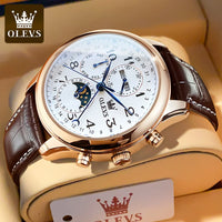 OLEVS 6667 Men's Watch Fashion Number Scale Mechanical Watch For Men Top Brand Original Moonswatch Waterproof Man Hand Clock