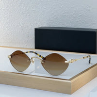 High Quality Sunglasses Rimless Women Alloy Black Retro Designer Luxury Brand Model Travel Party UV400 Men Fashion SUN GLASSES
