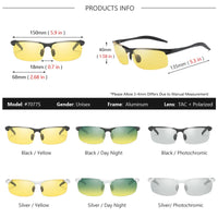 AOWEAR Mens Polarized Night Vision Glasses for Night Driving Rimless Aluminium Yellow Sunglasses Night Driver Anti-glare Eyewear