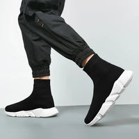 Classic Black High Top Sneakers For Men Women Designer knit Shoes Men's Casual Sneakers Comfortable Slip-on Women's Sports Shoes