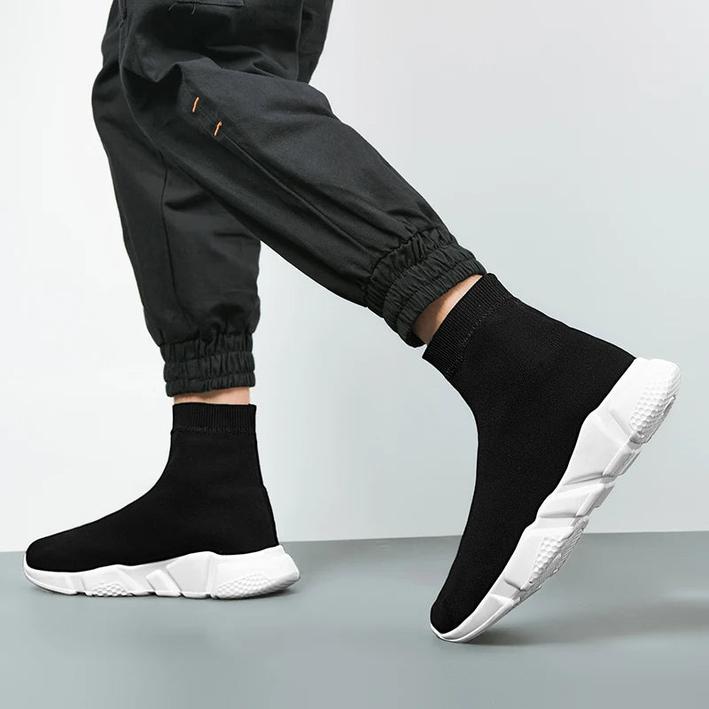 Classic Black High Top Sneakers For Men Women Designer knit Shoes Men's Casual Sneakers Comfortable Slip-on Women's Sports Shoes