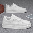 Men's Sneakers Platform Casual Shoes Fashion Outdoor Breathable Flats Lightweight White Running Shoes Lace-up Leather Men Shoes