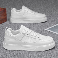 Men's Sneakers Platform Casual Shoes Fashion Outdoor Breathable Flats Lightweight White Running Shoes Lace-up Leather Men Shoes