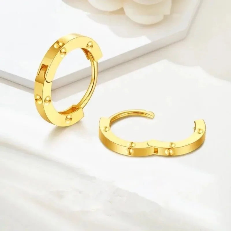 Real 18K Gold Women's Earrings Pure AU750 Earring Clip Simple Earring Clasp Design Fine Jewelry Gift
