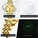 OLEVS 9982 Fully Automatic Mechanical Watches For Women Fashion Rhombus Mirror Waterproof Date Elegant Ladies Dress Wristwatches