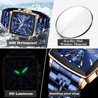 LIGE Luxury Brand Couple Watches Stainless Steel Waterproof Luminous Quartz Watch Fashion Simple Lovers Gifts for Men and Women