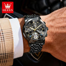 OLEVS 7121 Mechanical Men's Watches Fashion Skeleton Flywheel Rhombus Mirror Luminous Waterproof Luxury Automatic Man Watch New