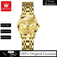 OLEVS Watches for Woman Original Steel Strap Classic Digital Dial Women's Watches Calendar Waterproof Quartz Wristwatch New 3666